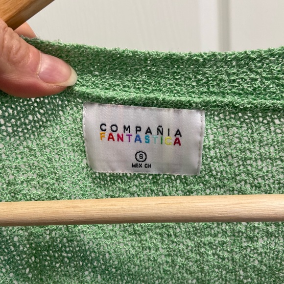 💚🤍 Compania Fantastica Open Cardigan Green and Cream - Picture 3 of 5